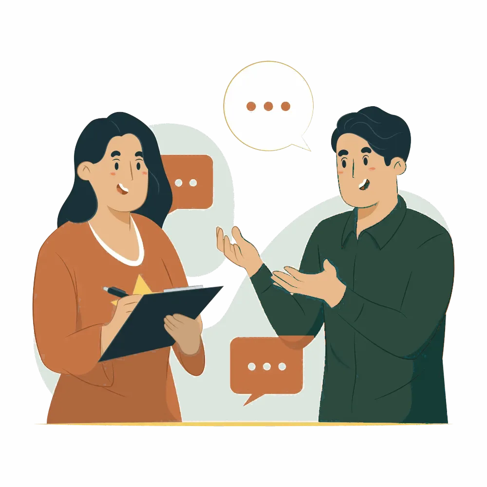 Illustration of a therapist and client in conversation