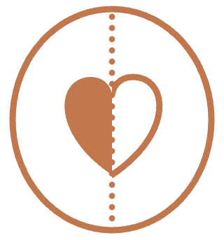 An oval mirror reflecting a heart, half solid and half outlined