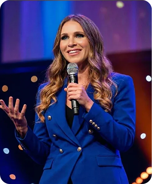 Brooke Sprowl, LCSW, delivering a keynote on mental health in Los Angeles