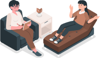 Client in therapy session with psychologist.